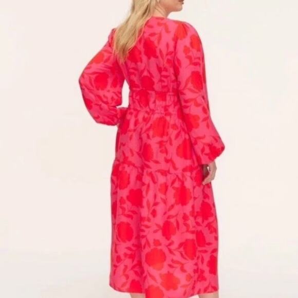 NWT Kate Spade Target Rose Linen Long Sleeve Maxi Dress Pink/Red Small - Picture 10 of 10